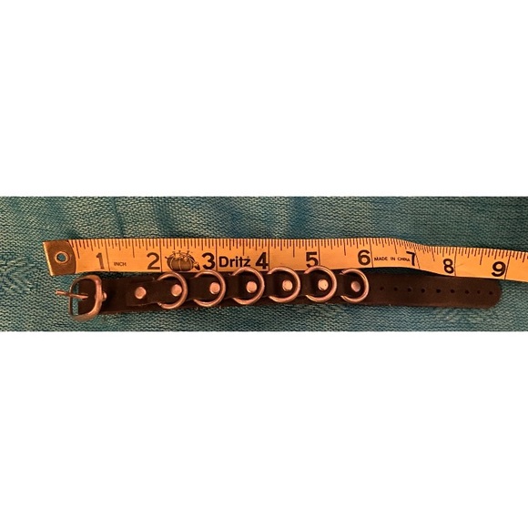 Genuine Leather metal ring/hoop cuff bracelet - Picture 5 of 11